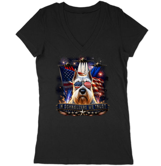 In Standard Schnauzers We Trust - Women's V-Neck T-Shirt