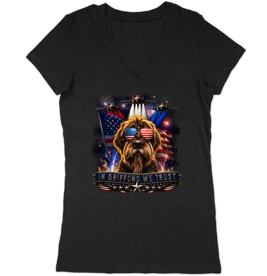 In Wirehaired Pointing Griffons We Trust - Women's V-Neck T-Shirt