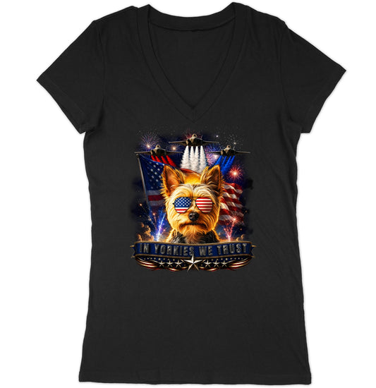 In Yorkshire Terriers We Trust - Women's V-Neck T-Shirt