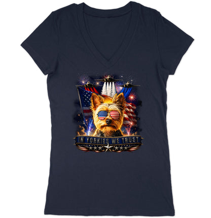 In Yorkshire Terriers We Trust - Women's V-Neck T-Shirt