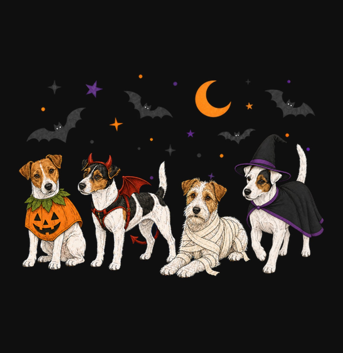 Jack Russell Terrier Halloween Lineup - Adult Unisex Crewneck Sweatshirt