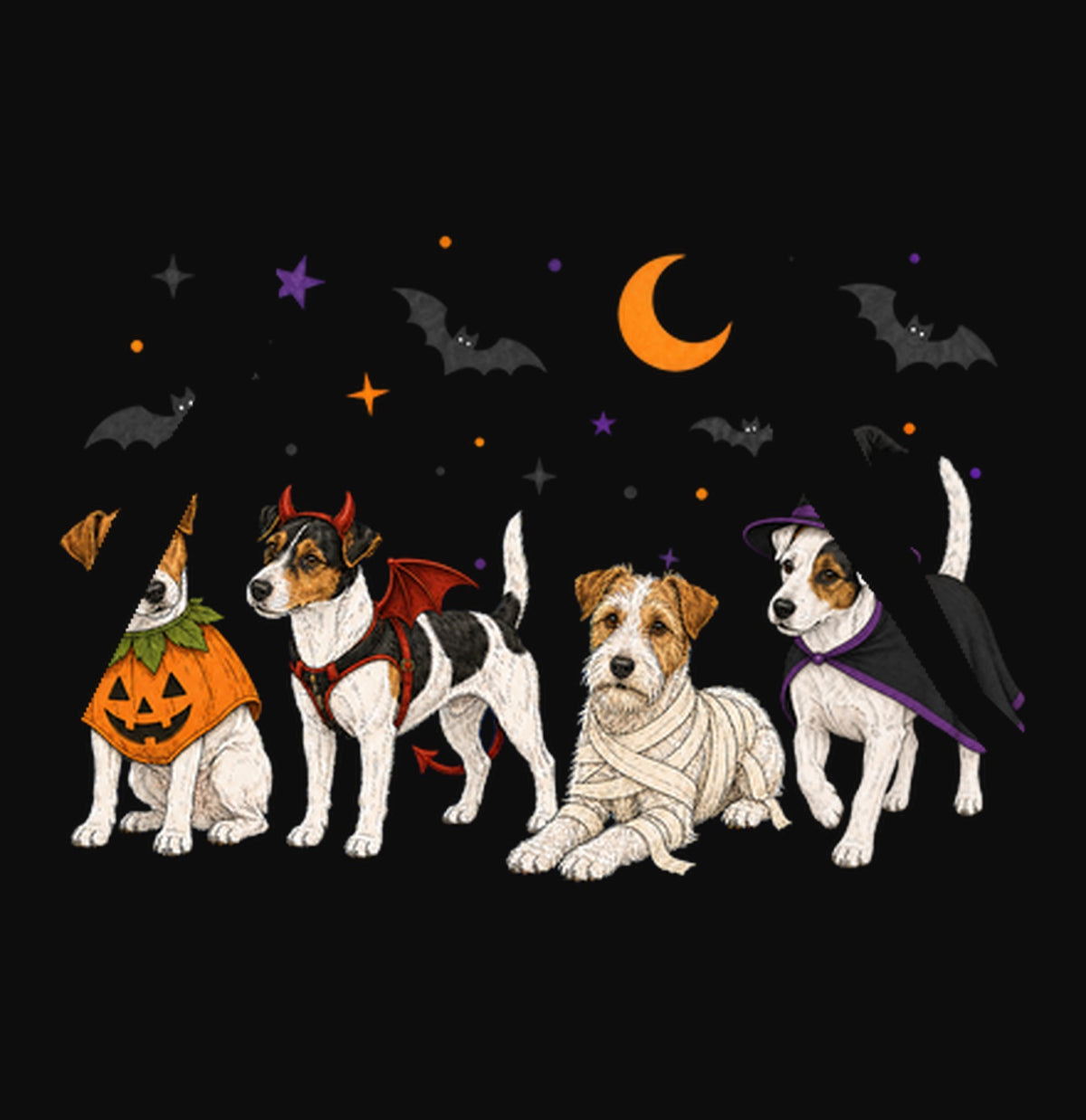 Jack Russell Terrier Halloween Lineup - Adult Unisex Hoodie