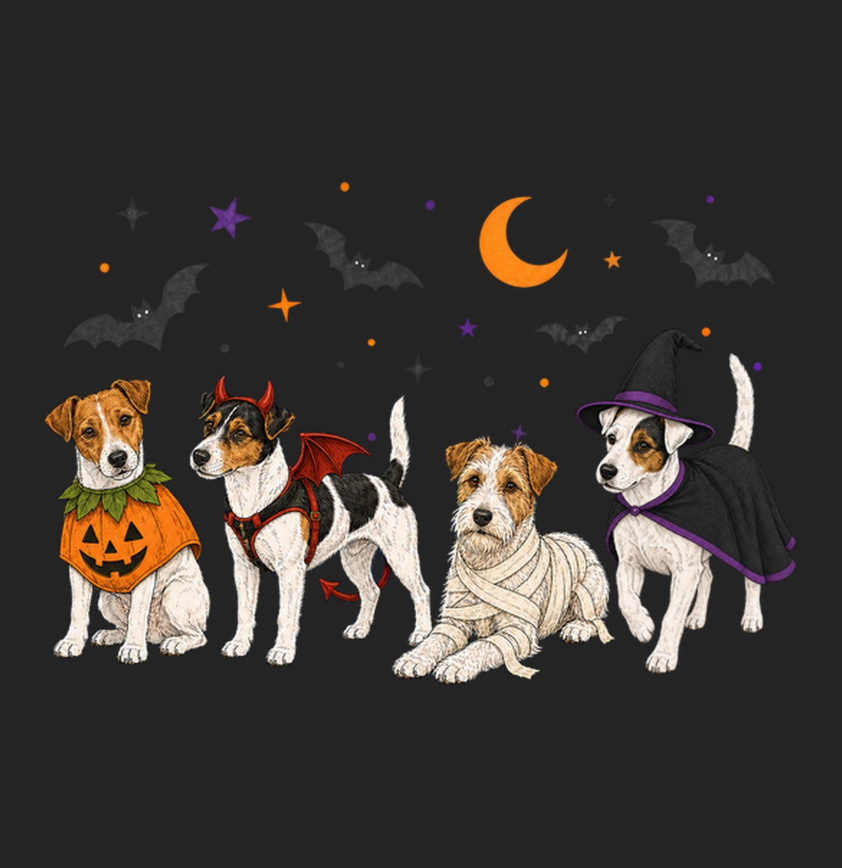 Jack Russell Terrier Halloween Lineup - Women's Tri-Blend T-Shirt