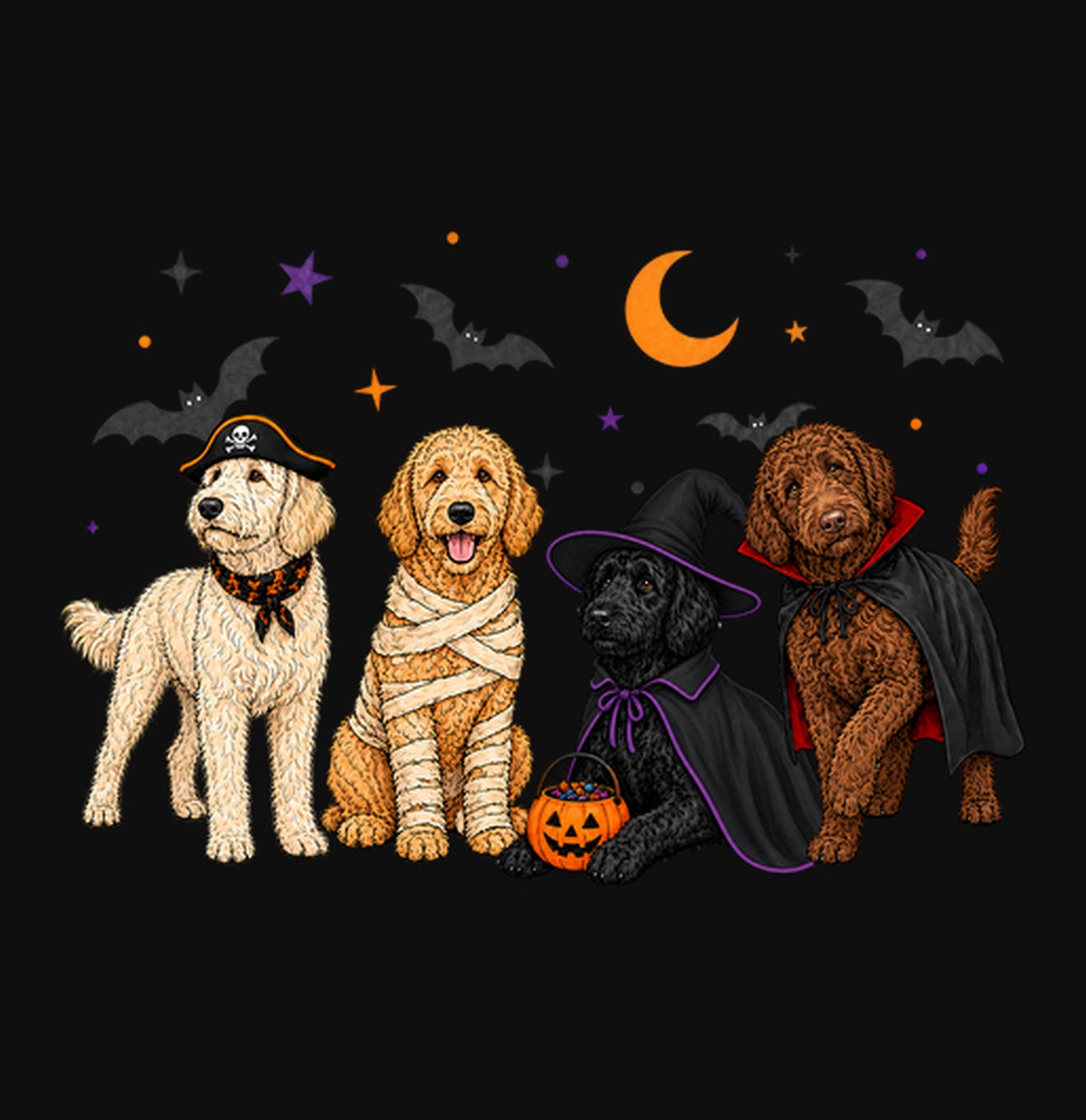 Labradoodle Halloween Lineup - Adult Unisex Crewneck Sweatshirt
