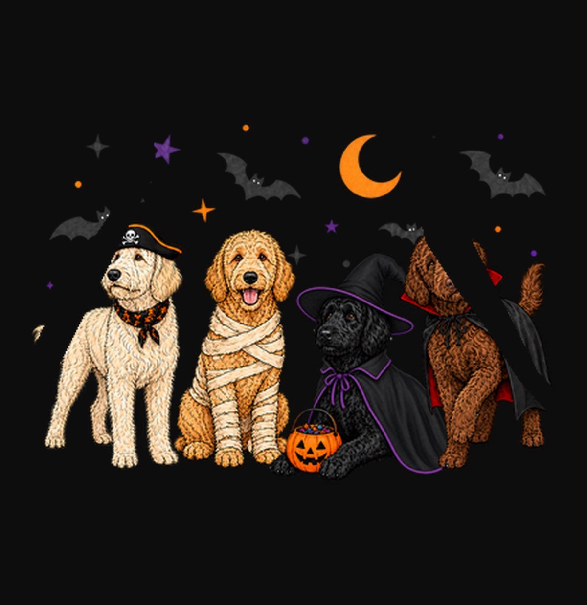 Labradoodle Halloween Lineup - Adult Unisex Hoodie