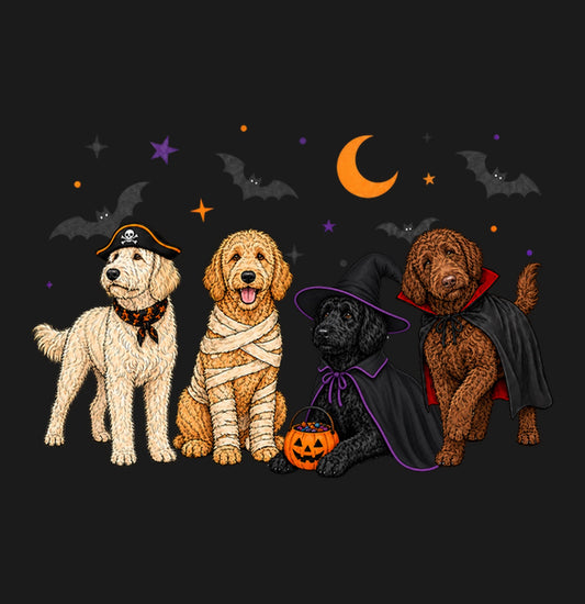 Labradoodle Halloween Lineup - Adult Unisex T-Shirt