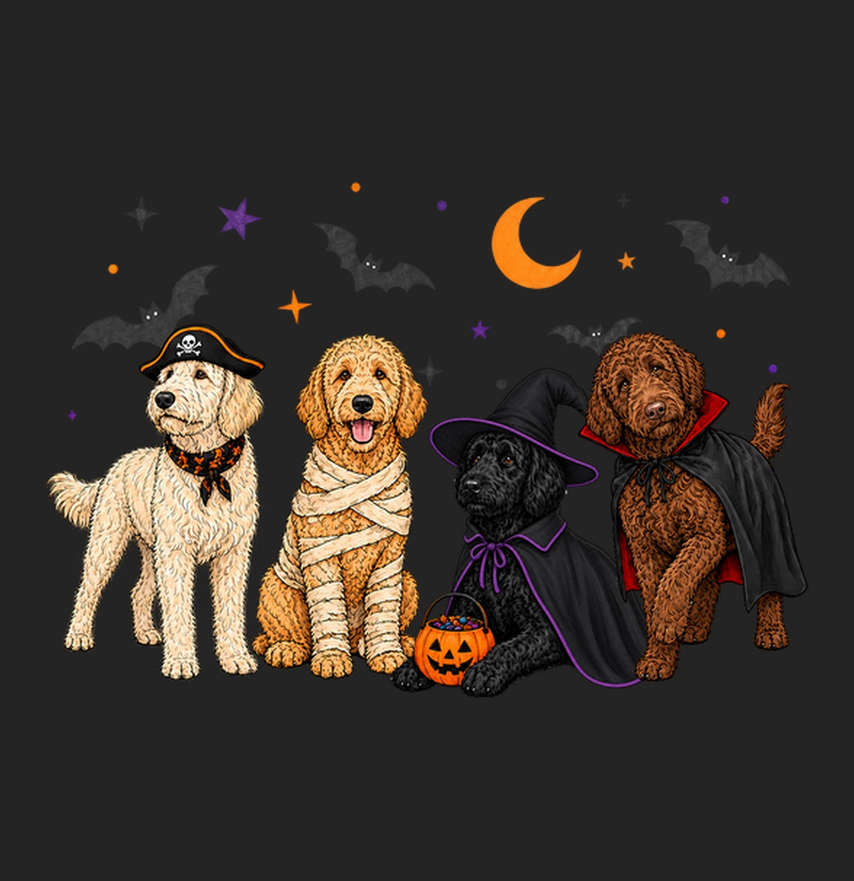 Labradoodle Halloween Lineup - Women's Tri-Blend T-Shirt