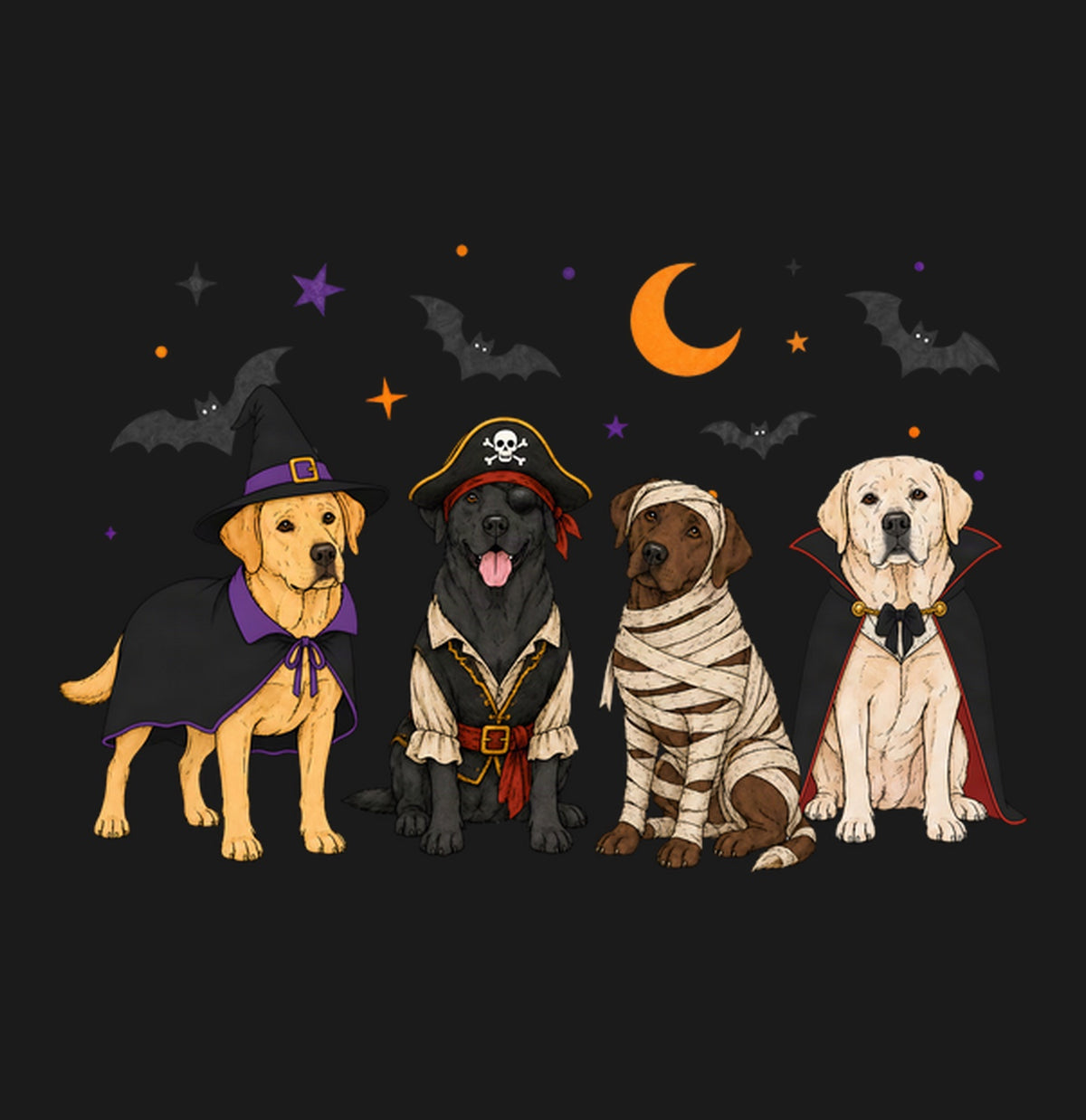 Labrador Retriever Halloween Lineup - Adult Unisex T-Shirt