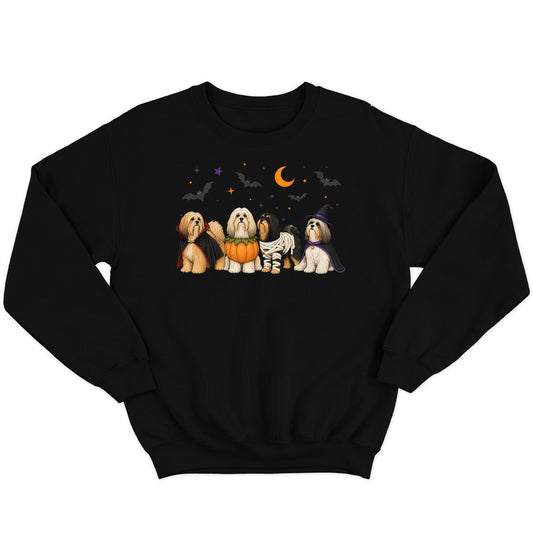 Lhasa Apso Halloween Lineup - Adult Unisex Crewneck Sweatshirt