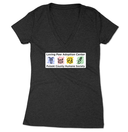 Loving Paws Adoption Center Logo - Women's V-Neck Tri-Blend T-Shirt