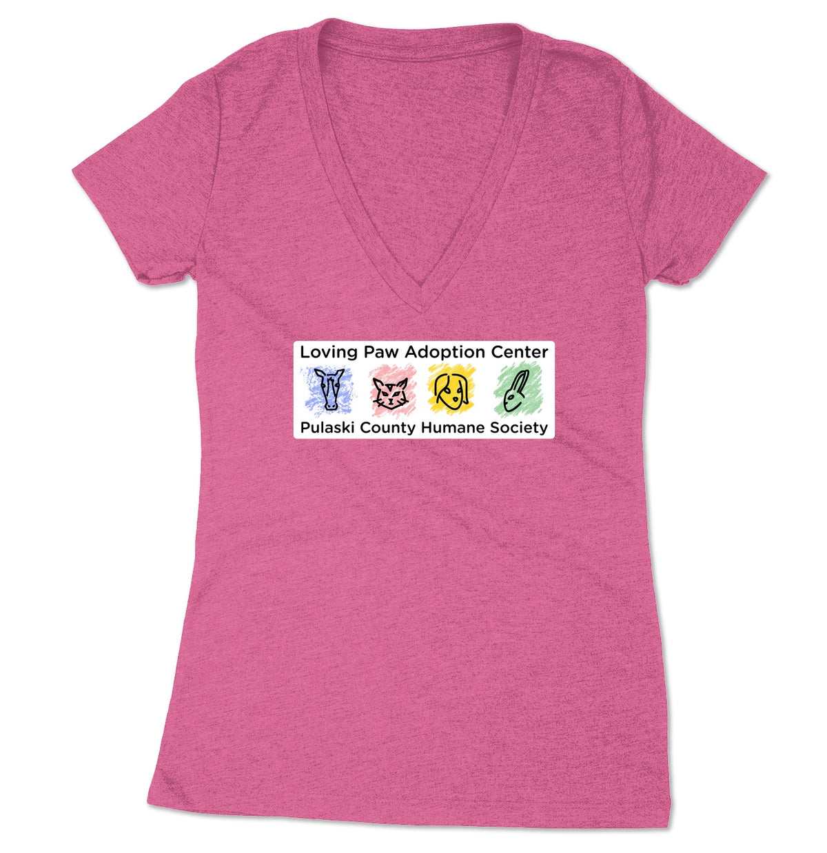 Loving Paws Adoption Center Logo - Women's V-Neck Tri-Blend T-Shirt