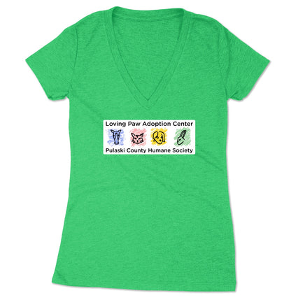 Loving Paws Adoption Center Logo - Women's V-Neck Tri-Blend T-Shirt