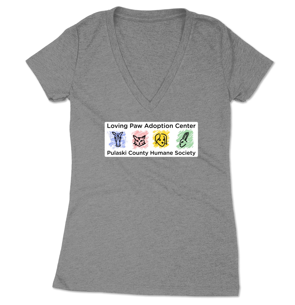 Loving Paws Adoption Center Logo - Women's V-Neck Tri-Blend T-Shirt