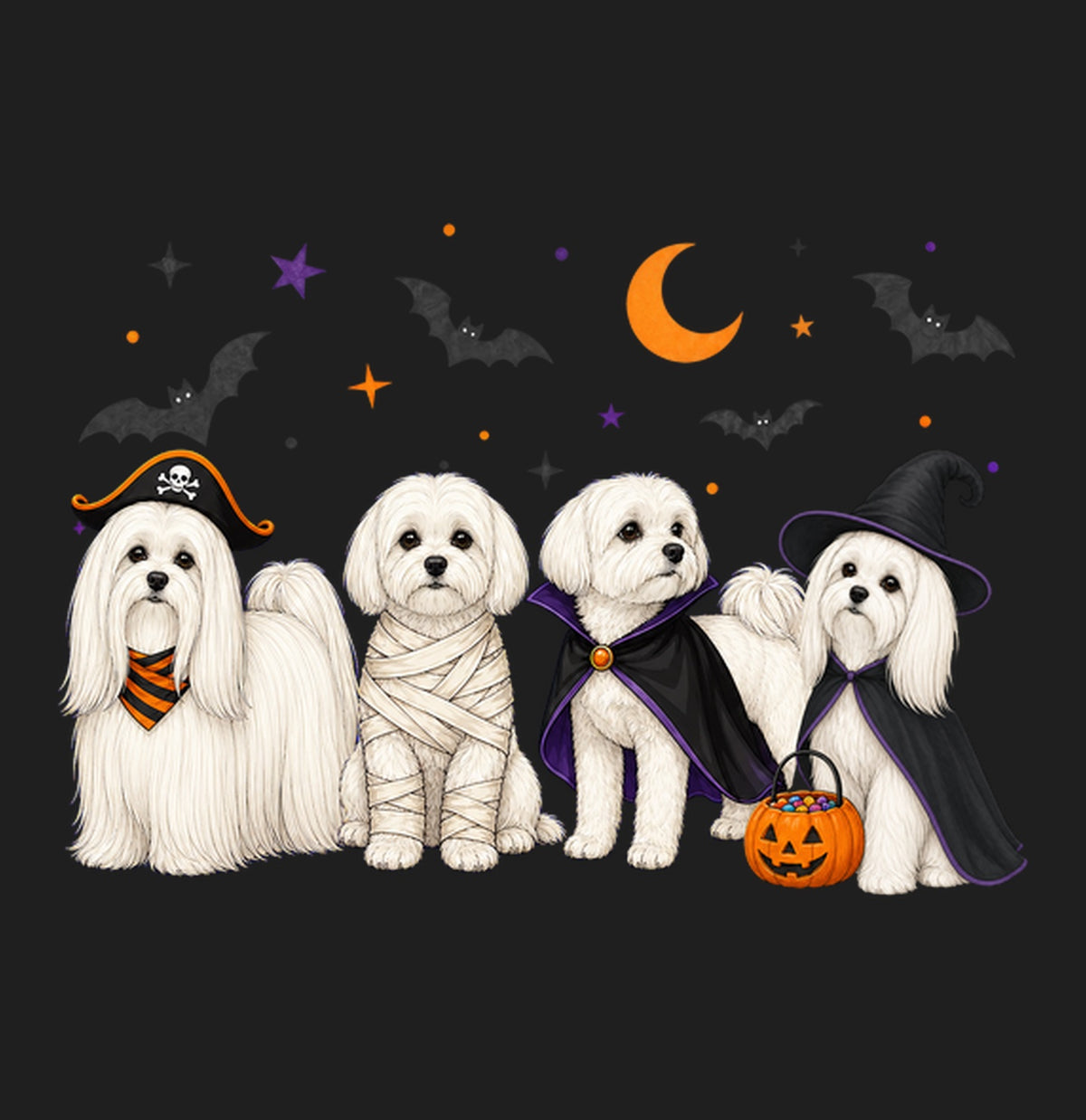 Maltese Halloween Lineup - Adult Tri-Blend T-Shirt