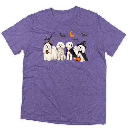 Maltese Halloween Lineup - Adult Tri-Blend T-Shirt