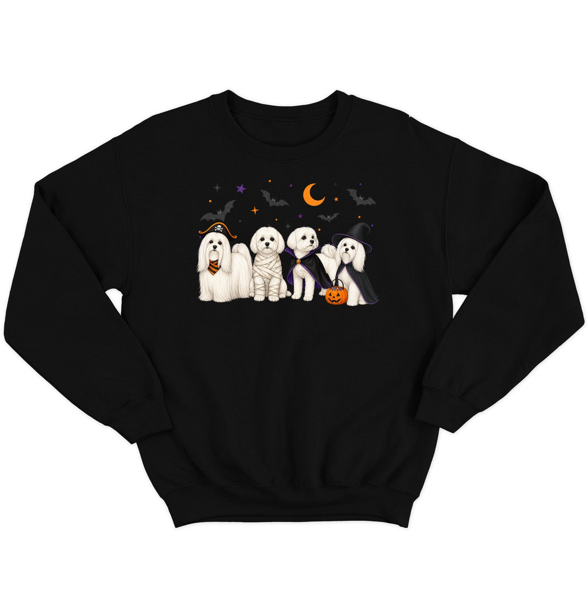 Maltese Halloween Lineup - Adult Unisex Crewneck Sweatshirt