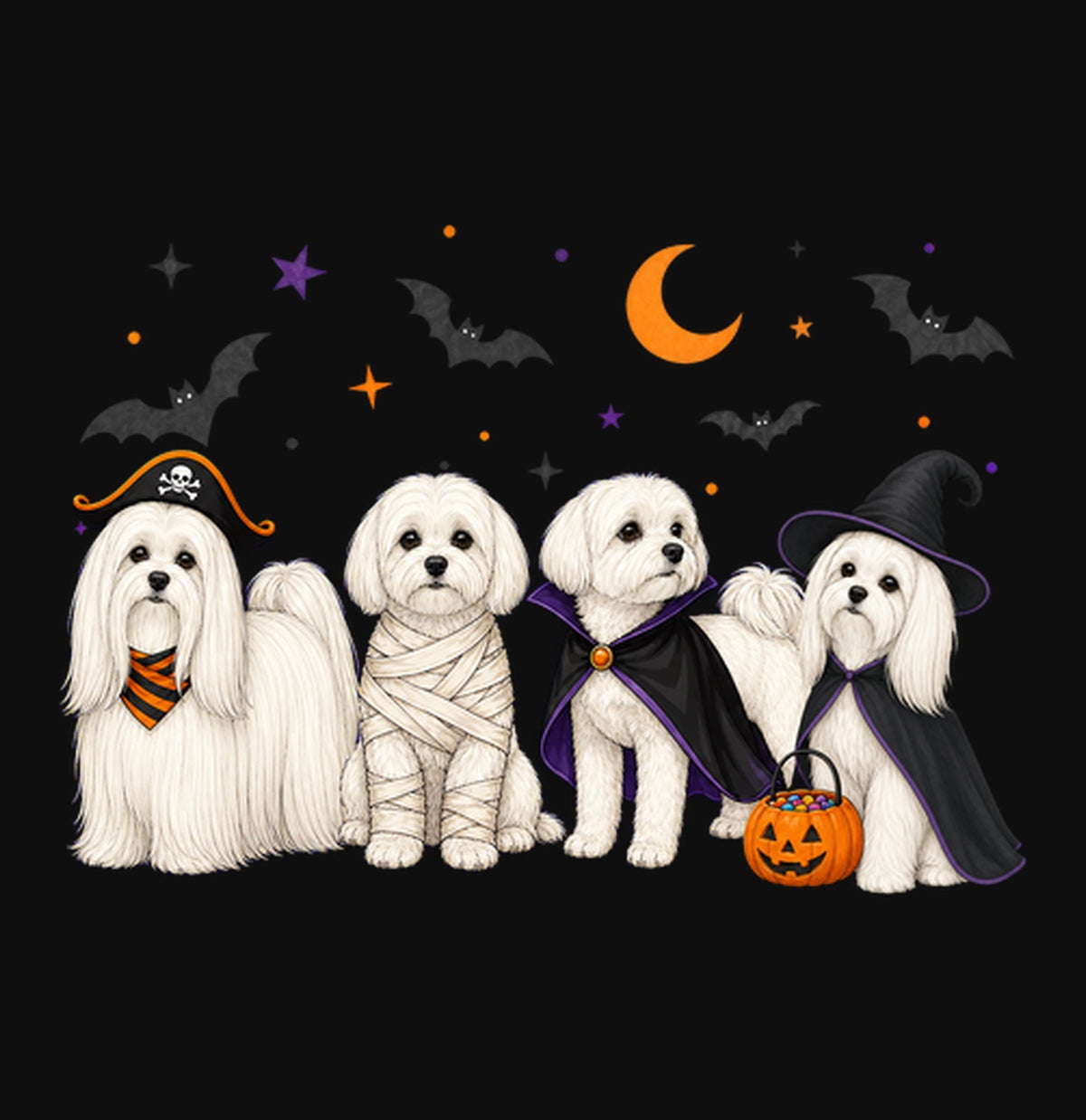 Maltese Halloween Lineup - Adult Unisex Crewneck Sweatshirt