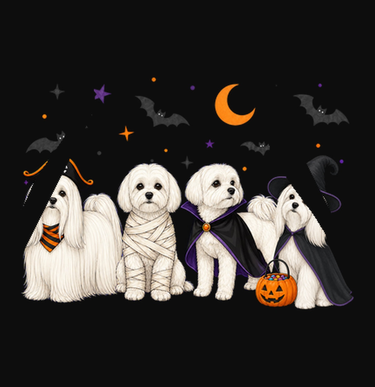 Maltese Halloween Lineup - Adult Unisex Hoodie