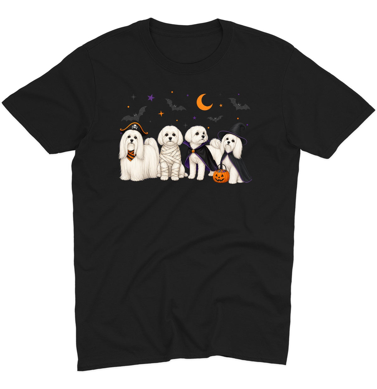 Maltese Halloween Lineup - Adult Unisex T-Shirt