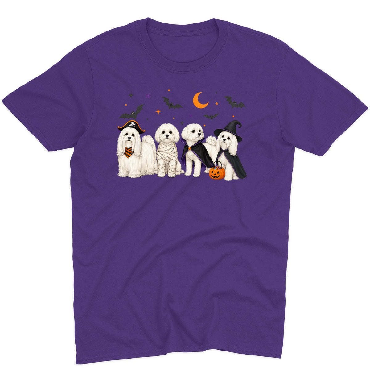 Maltese Halloween Lineup - Adult Unisex T-Shirt