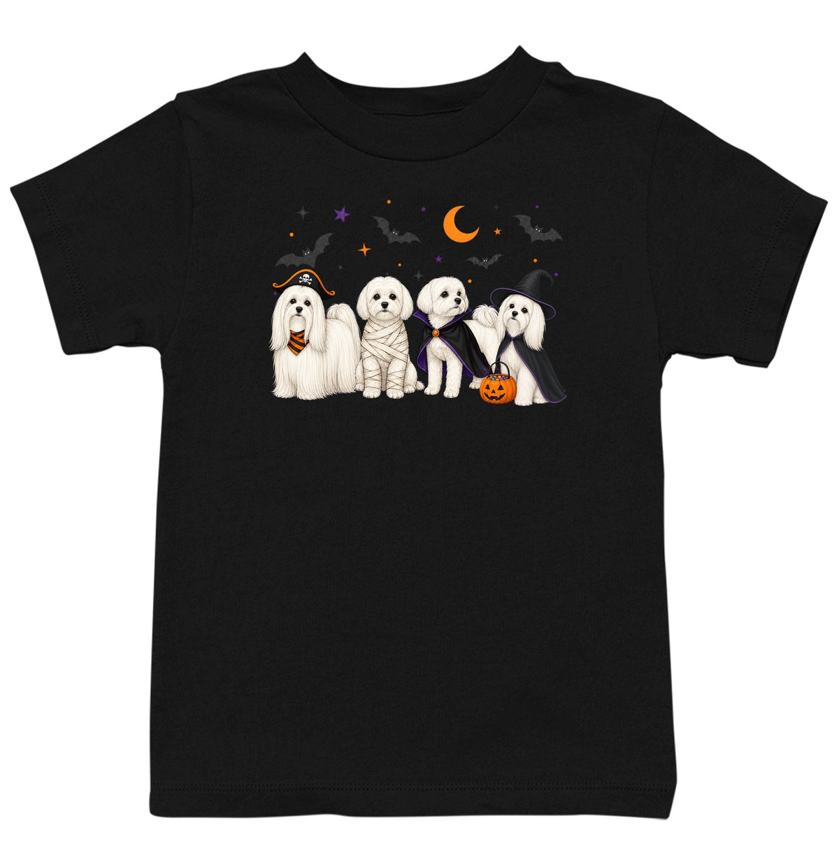 Maltese Halloween Lineup - Kids Unisex T-Shirt