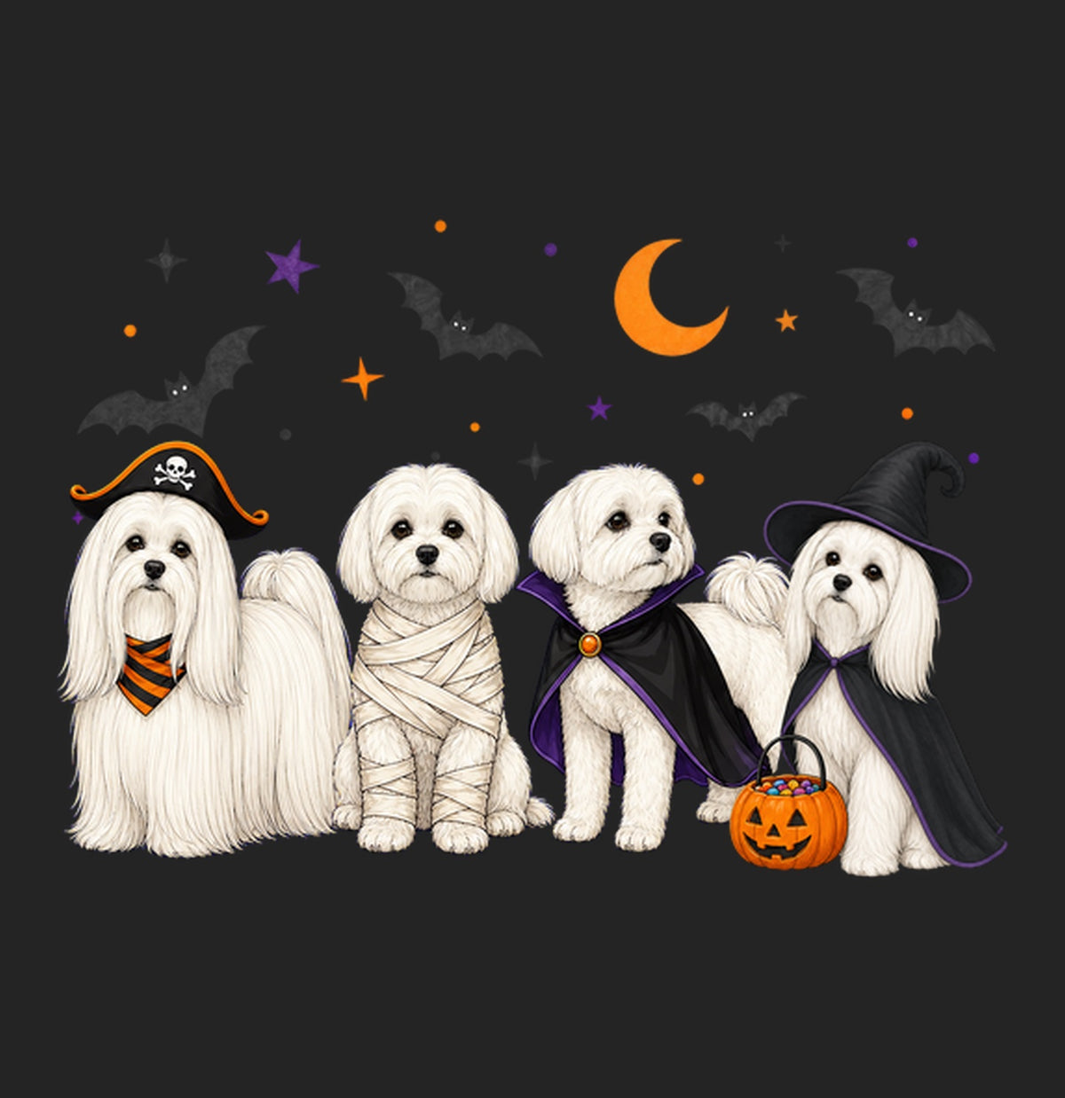 Maltese Halloween Lineup - Women's Tri-Blend T-Shirt