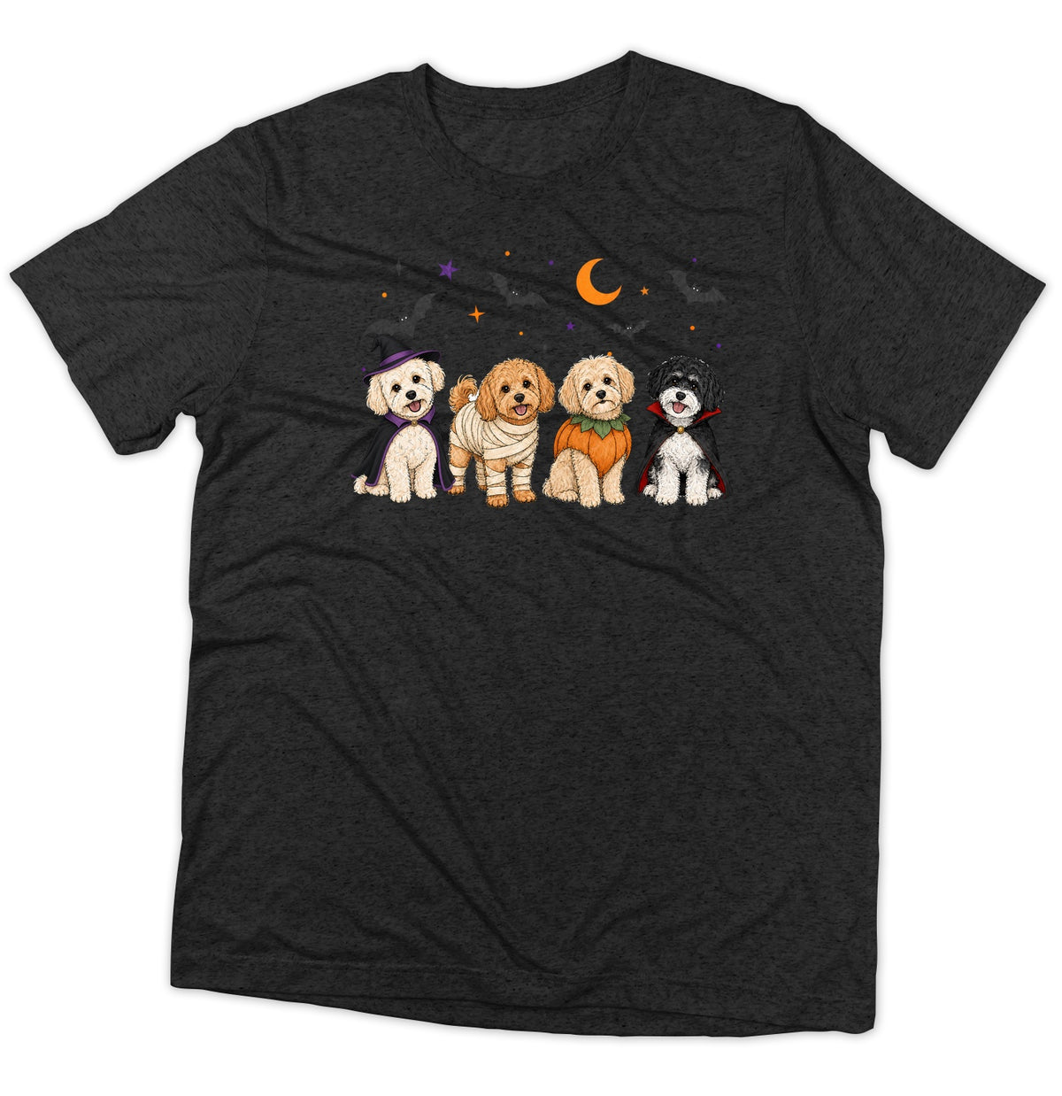 Maltipoo Halloween Lineup - Adult Tri-Blend T-Shirt