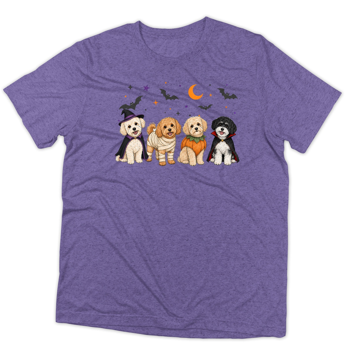 Maltipoo Halloween Lineup - Adult Tri-Blend T-Shirt