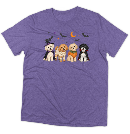 Maltipoo Halloween Lineup - Adult Tri-Blend T-Shirt