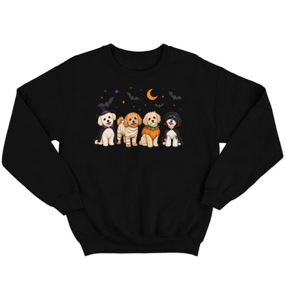Maltipoo Halloween Lineup - Adult Unisex Crewneck Sweatshirt