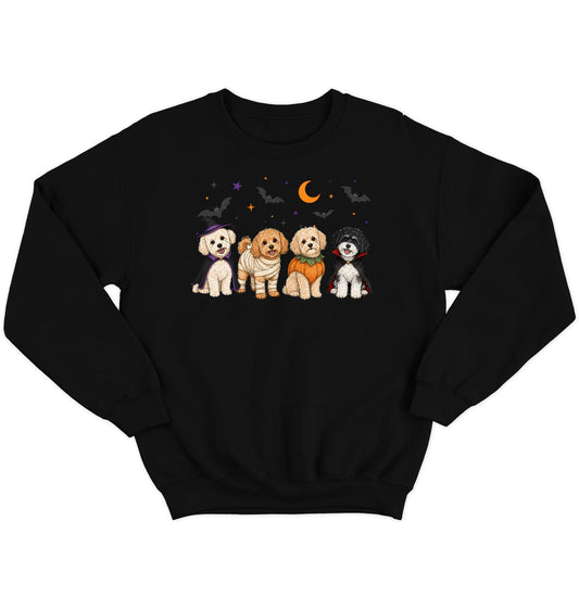 Maltipoo Halloween Lineup - Adult Unisex Crewneck Sweatshirt