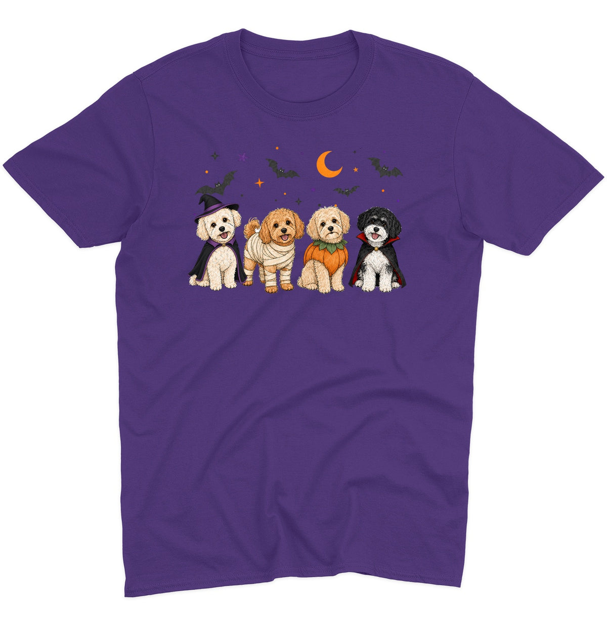Maltipoo Halloween Lineup - Adult Unisex T-Shirt