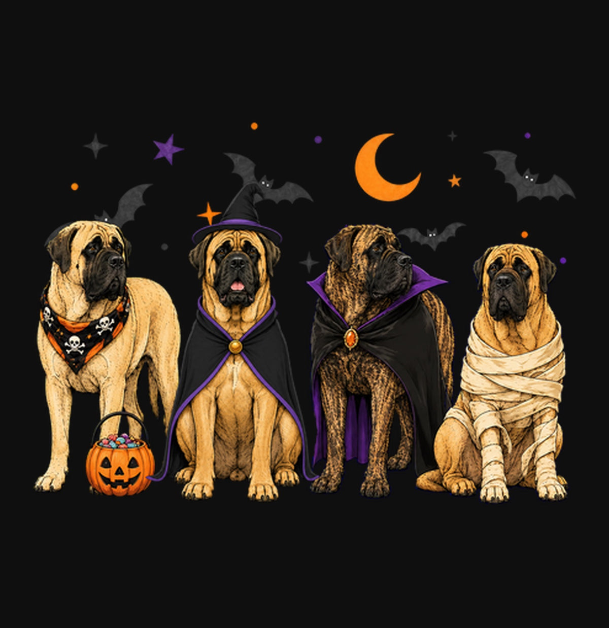 Mastiff Halloween Lineup - Adult Unisex Crewneck Sweatshirt