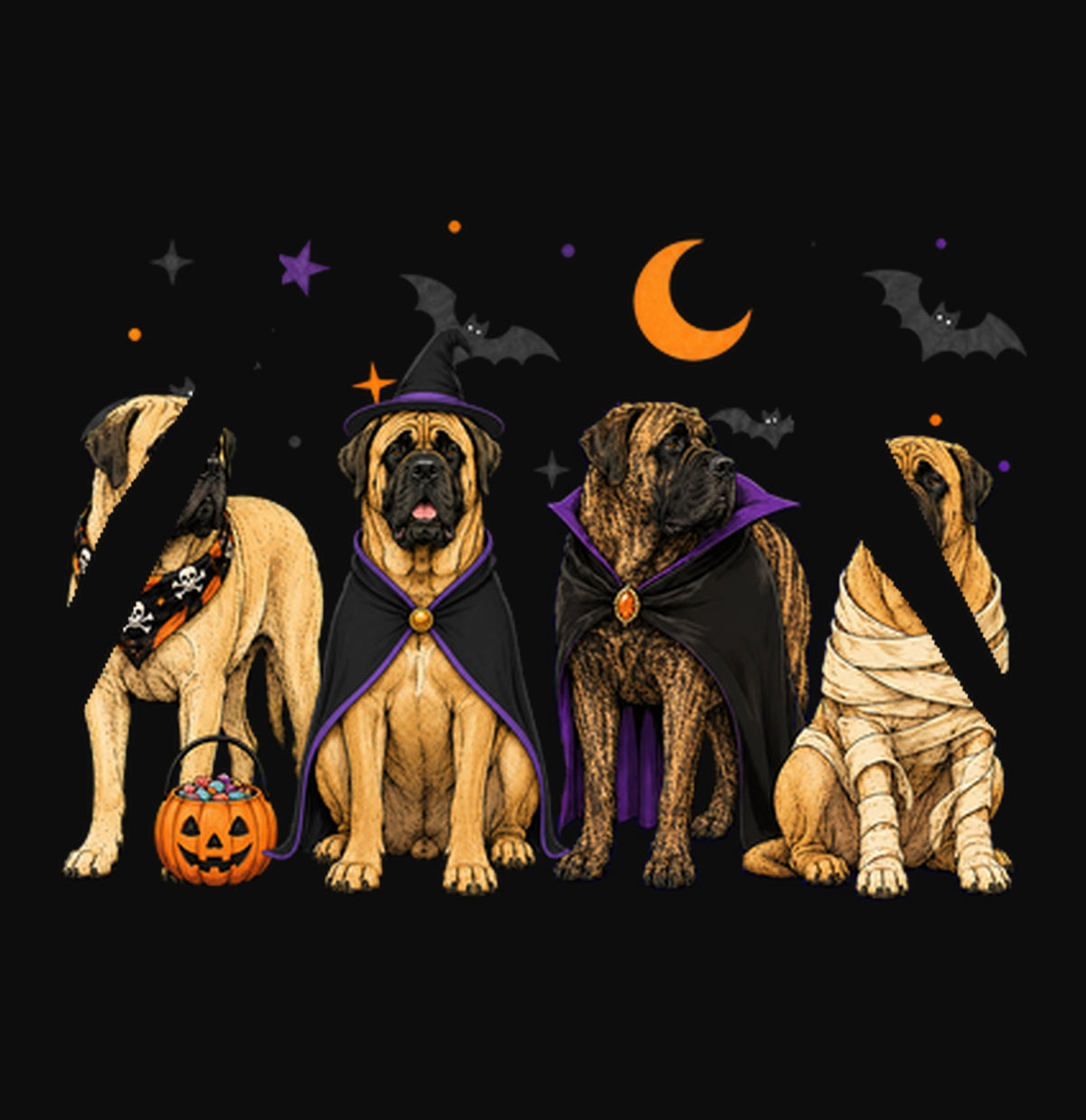 Mastiff Halloween Lineup - Adult Unisex Hoodie