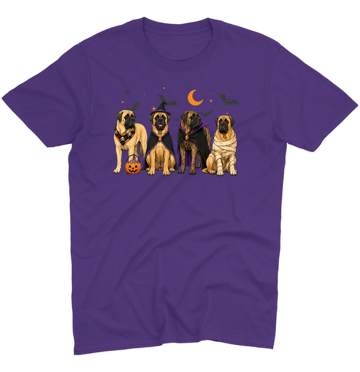 Mastiff Halloween Lineup - Adult Unisex T-Shirt