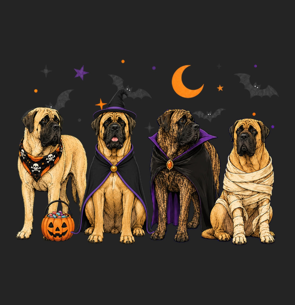 Mastiff Halloween Lineup - Women's Tri-Blend T-Shirt