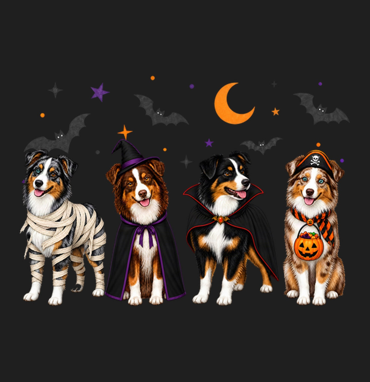 Miniature American Shepherd Halloween Lineup - Adult Tri-Blend T-Shirt