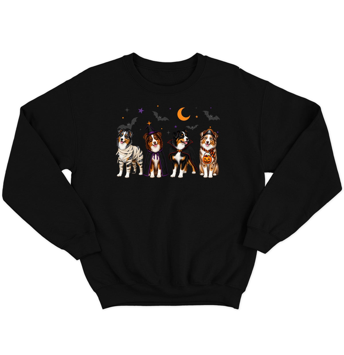 Miniature American Shepherd Halloween Lineup - Adult Unisex Crewneck Sweatshirt