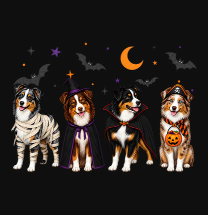 Miniature American Shepherd Halloween Lineup - Adult Unisex Crewneck Sweatshirt