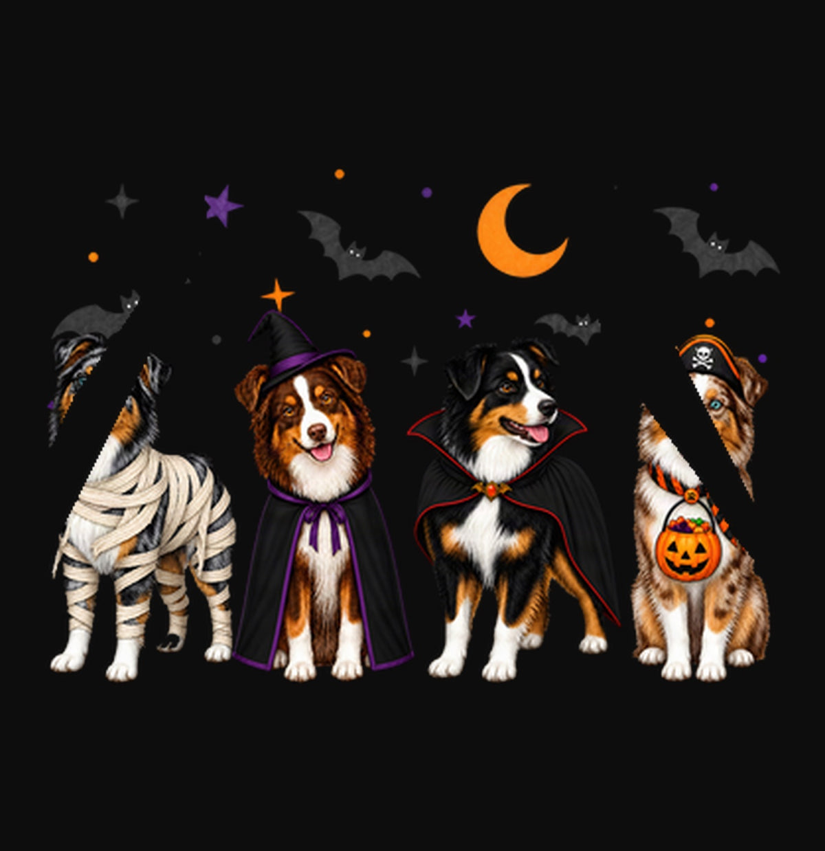 Miniature American Shepherd Halloween Lineup - Adult Unisex Hoodie