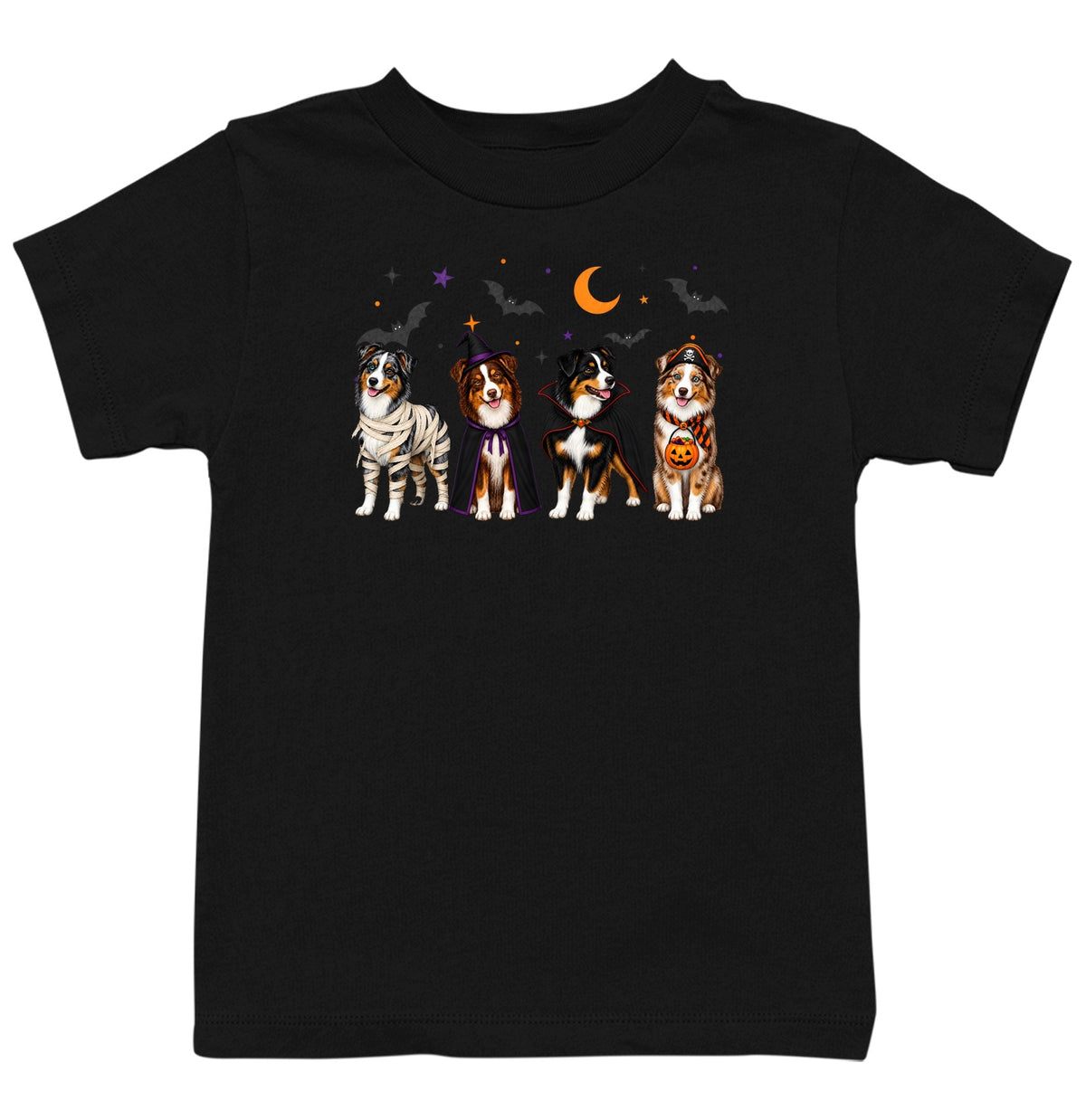 Miniature American Shepherd Halloween Lineup - Kids Unisex T-Shirt