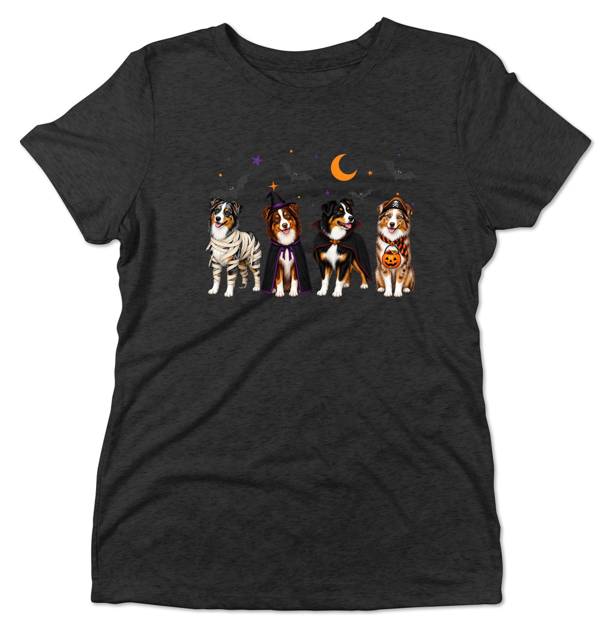 Miniature American Shepherd Halloween Lineup - Women's Tri-Blend T-Shirt