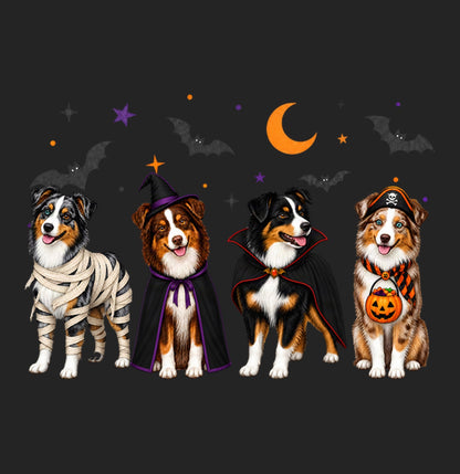 Miniature American Shepherd Halloween Lineup - Women's Tri-Blend T-Shirt