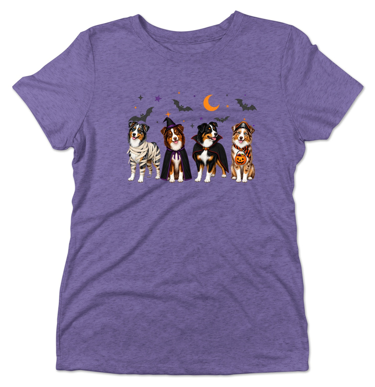 Miniature American Shepherd Halloween Lineup - Women's Tri-Blend T-Shirt