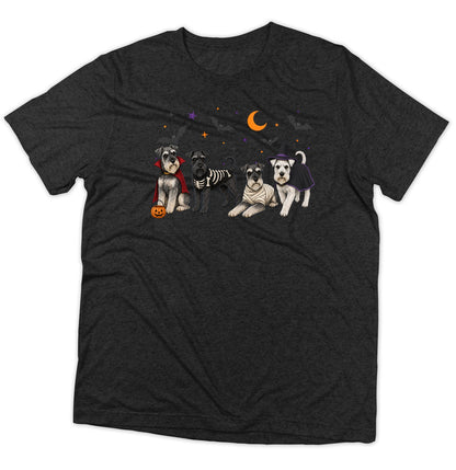 Miniature Schnauzer Halloween Lineup - Adult Tri-Blend T-Shirt