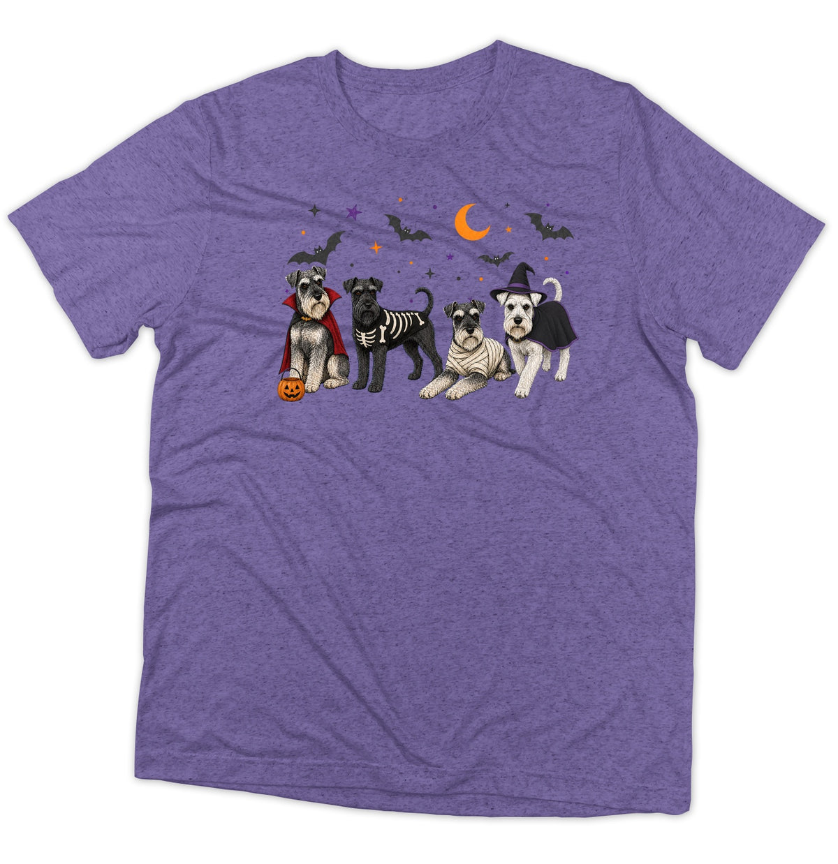 Miniature Schnauzer Halloween Lineup - Adult Tri-Blend T-Shirt