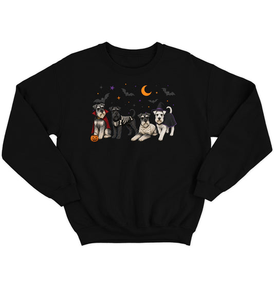 Miniature Schnauzer Halloween Lineup - Adult Unisex Crewneck Sweatshirt
