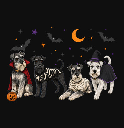 Miniature Schnauzer Halloween Lineup - Adult Unisex Crewneck Sweatshirt