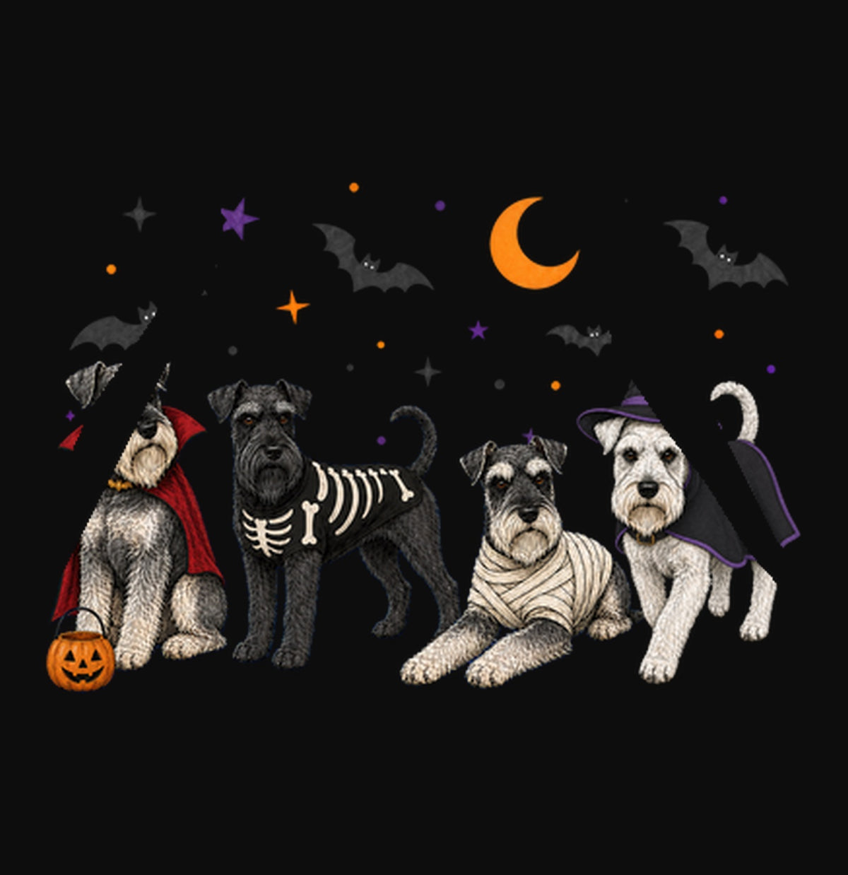 Miniature Schnauzer Halloween Lineup - Adult Unisex Hoodie