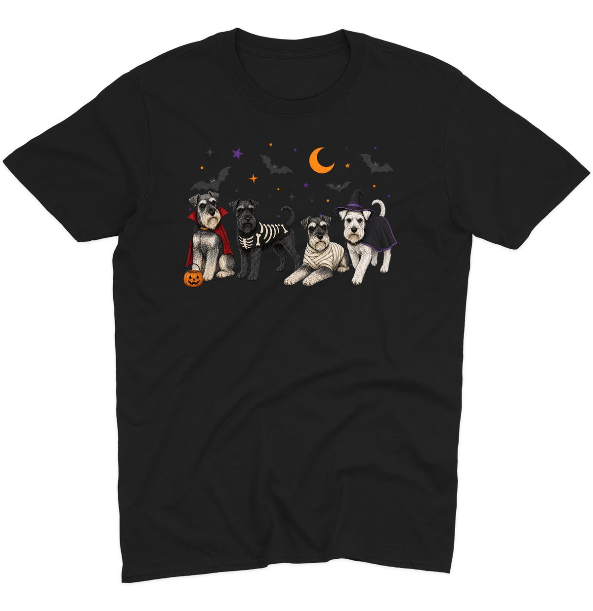 Miniature Schnauzer Halloween Lineup - Adult Unisex T-Shirt